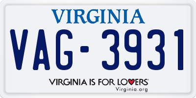VA license plate VAG3931