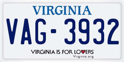 VA license plate VAG3932