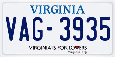 VA license plate VAG3935