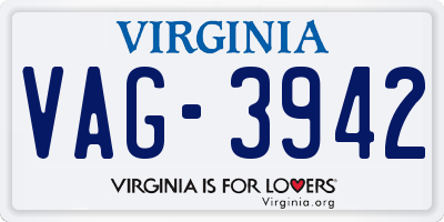 VA license plate VAG3942