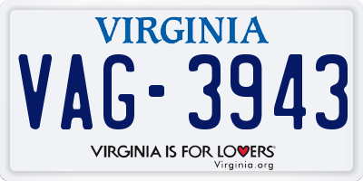VA license plate VAG3943