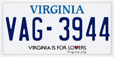 VA license plate VAG3944