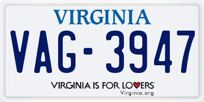 VA license plate VAG3947