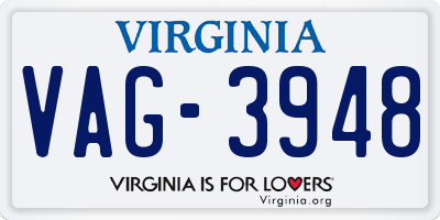 VA license plate VAG3948