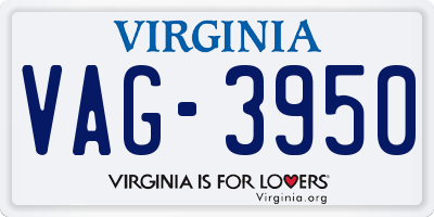 VA license plate VAG3950