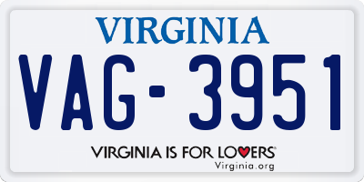 VA license plate VAG3951