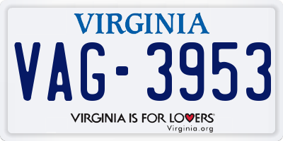 VA license plate VAG3953