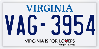 VA license plate VAG3954