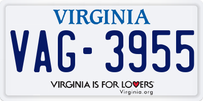 VA license plate VAG3955