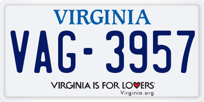 VA license plate VAG3957