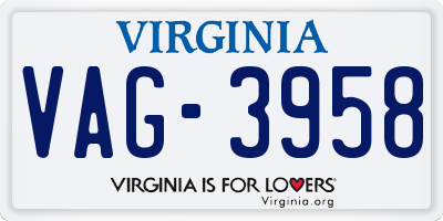 VA license plate VAG3958