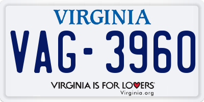 VA license plate VAG3960