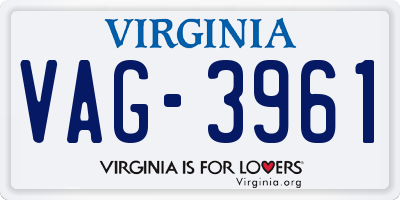 VA license plate VAG3961