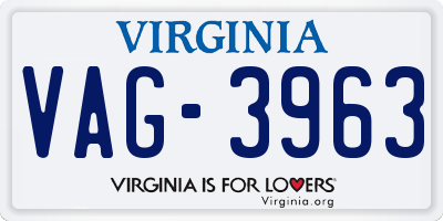 VA license plate VAG3963