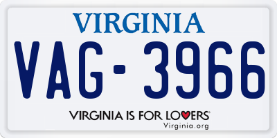 VA license plate VAG3966