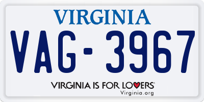 VA license plate VAG3967