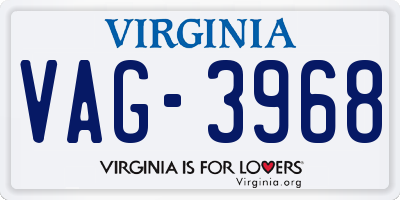 VA license plate VAG3968