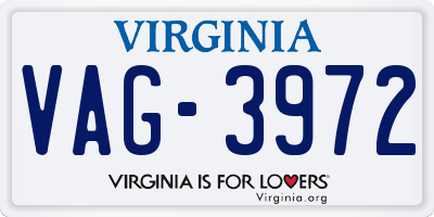 VA license plate VAG3972