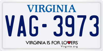 VA license plate VAG3973