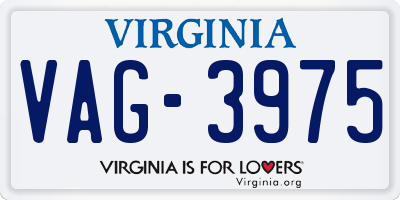 VA license plate VAG3975