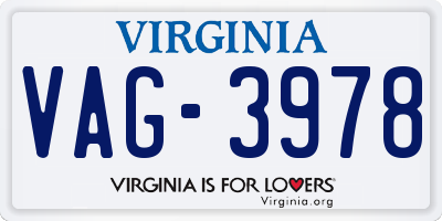 VA license plate VAG3978