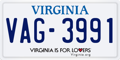 VA license plate VAG3991