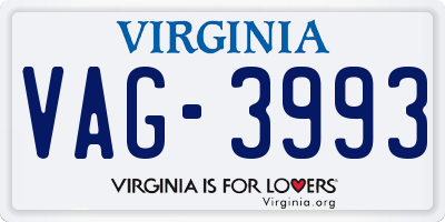 VA license plate VAG3993