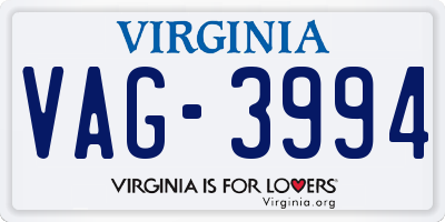 VA license plate VAG3994