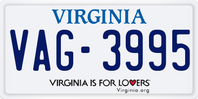 VA license plate VAG3995