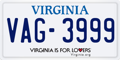 VA license plate VAG3999