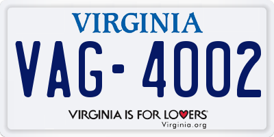 VA license plate VAG4002