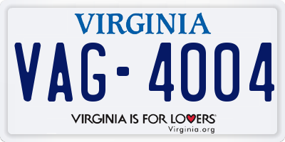VA license plate VAG4004