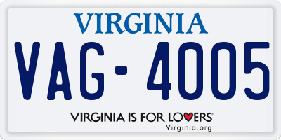 VA license plate VAG4005