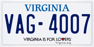 VA license plate VAG4007