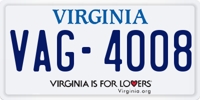 VA license plate VAG4008