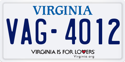 VA license plate VAG4012