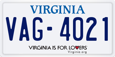 VA license plate VAG4021