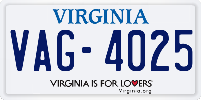 VA license plate VAG4025