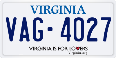 VA license plate VAG4027