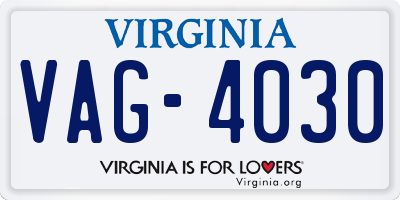 VA license plate VAG4030