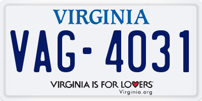 VA license plate VAG4031