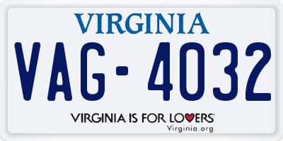VA license plate VAG4032
