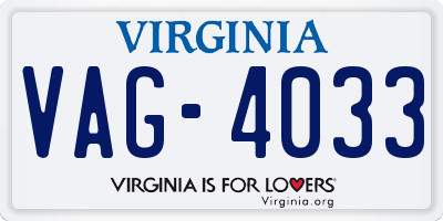 VA license plate VAG4033