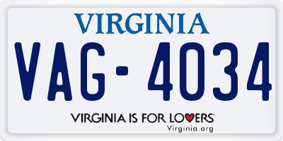 VA license plate VAG4034