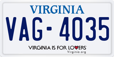 VA license plate VAG4035