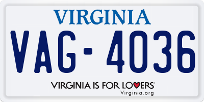 VA license plate VAG4036