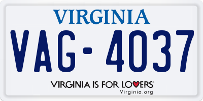 VA license plate VAG4037