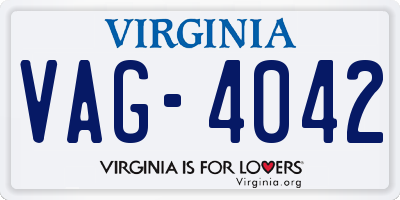 VA license plate VAG4042