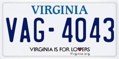 VA license plate VAG4043
