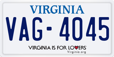 VA license plate VAG4045